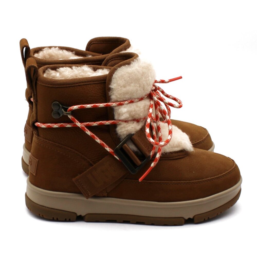 UGG Brown Ankle Boots with Cream Accents